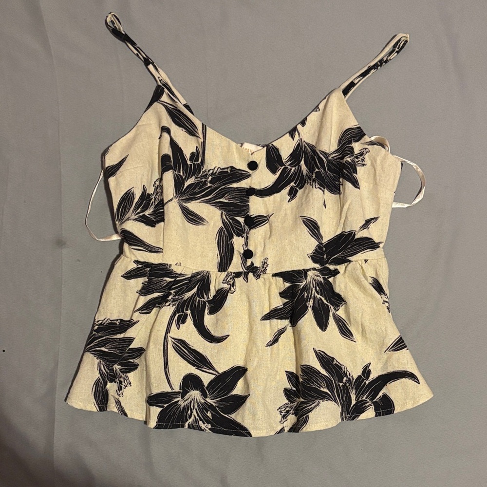 Black and Cream Floral Camisole Top